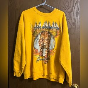 Yellow Def Leppard crew neck